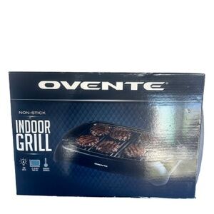 Ovente Electric Indoor Grill 1000W Non-Stick Countertop BBQ GD1632NLB New In Box